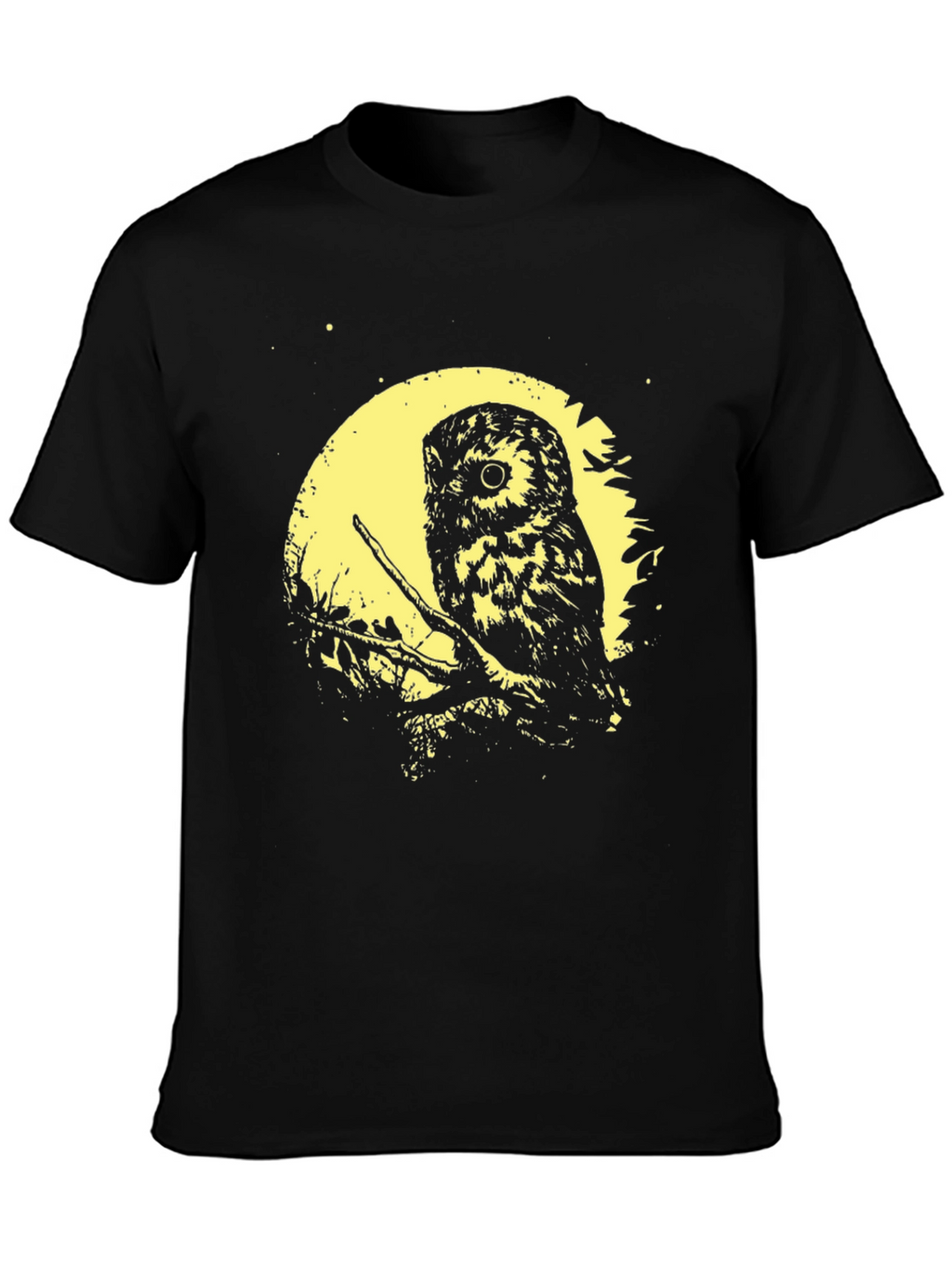 Owl Moon Graphic Tee - Soft Black Cotton T-Shirt