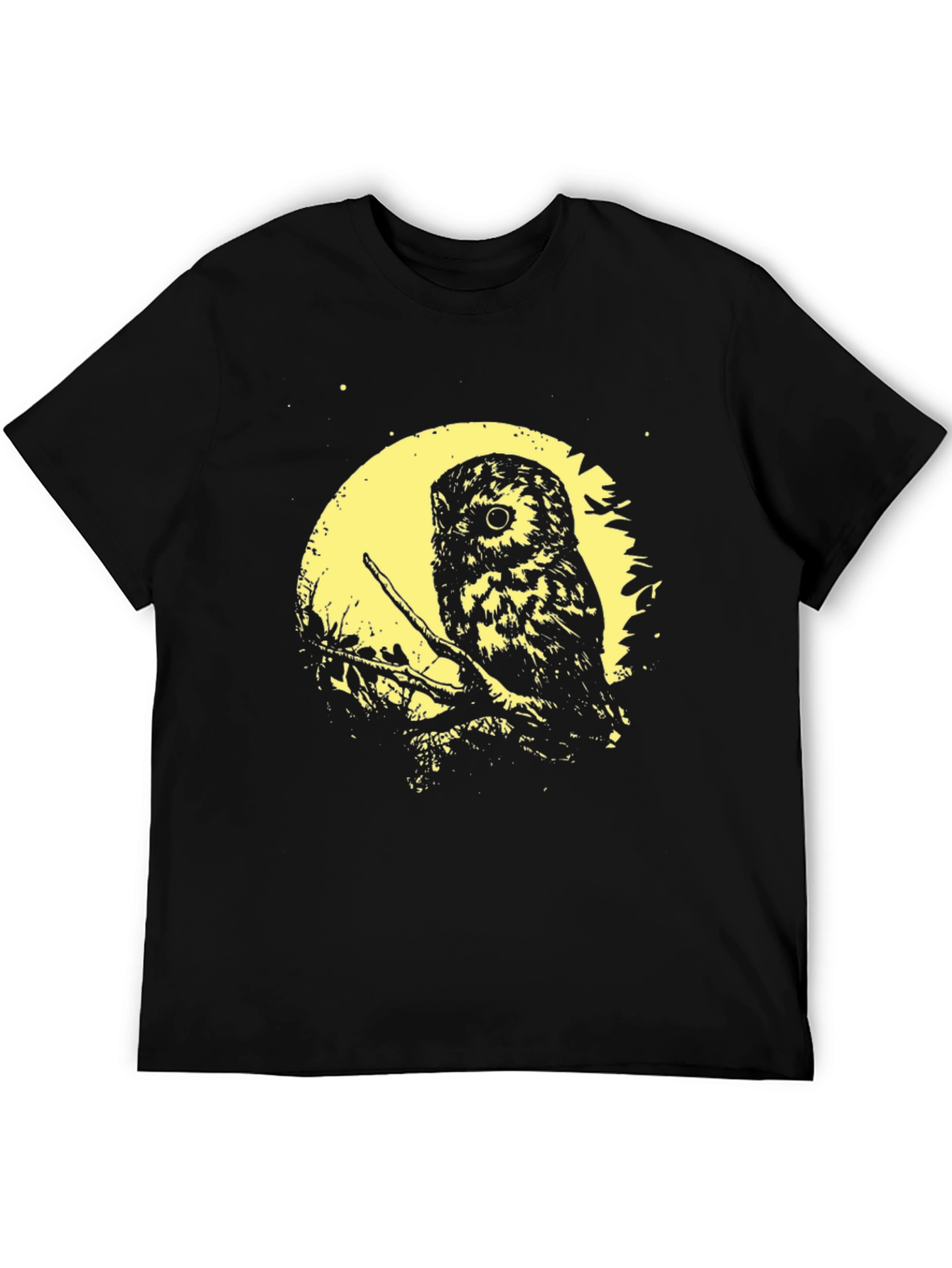 Owl Moon Graphic Tee - Soft Black Cotton T-Shirt