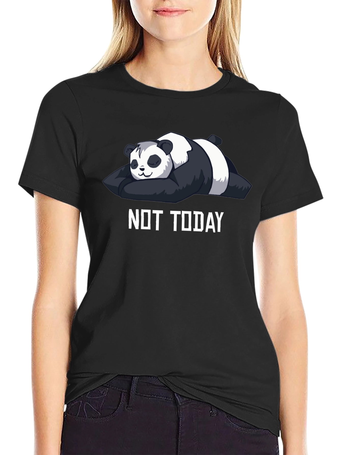 Lazy Panda Not Today Graphic Tee - Black Cotton T-Shirt