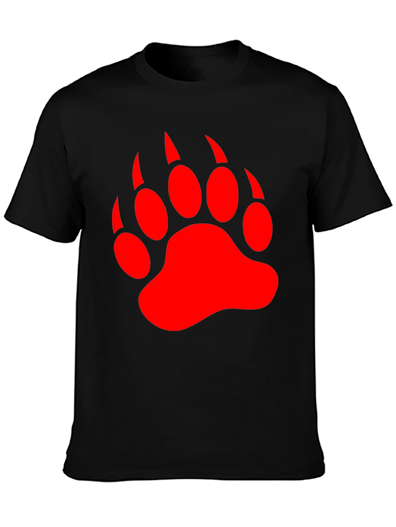 Black T-Shirt with Red Bear Paw Print