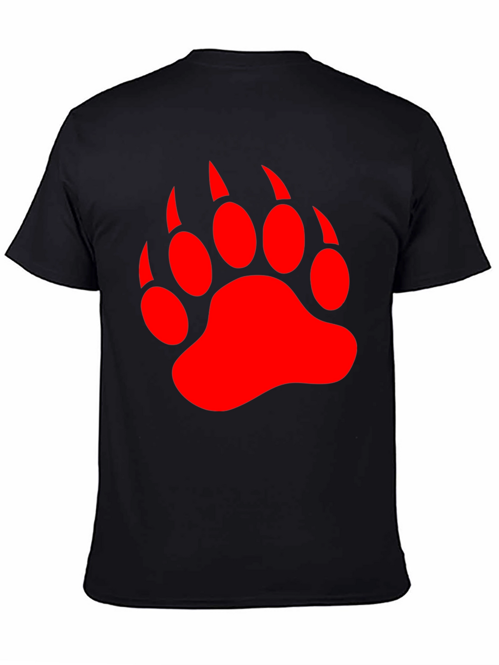Black T-Shirt with Red Bear Paw Print