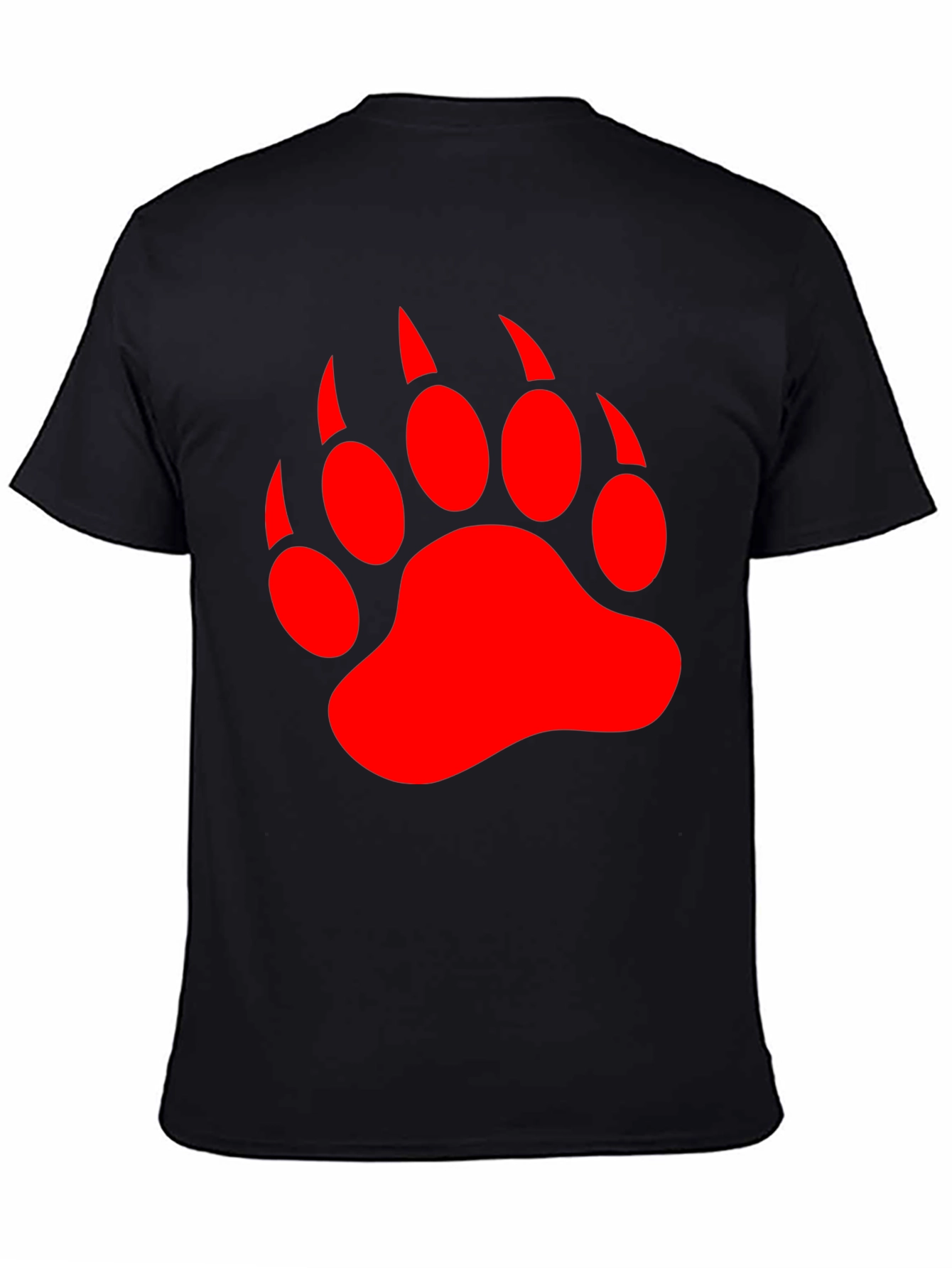 Black T-Shirt with Red Bear Paw Print