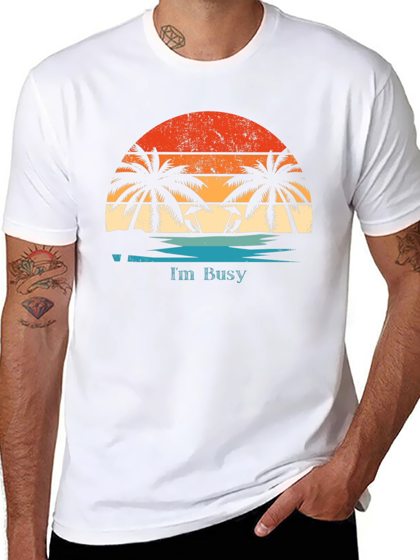 Im Busy T-Shirt | Retro Beach Sunset Graphic Tee