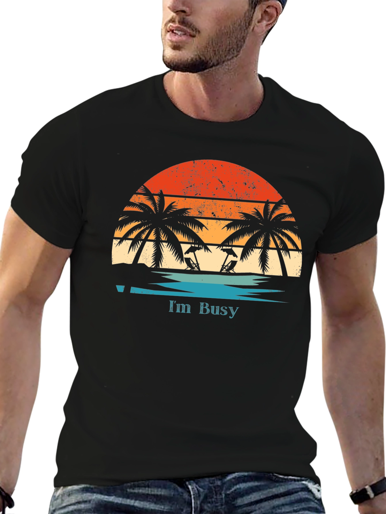 Im Busy T-Shirt | Retro Beach Sunset Graphic Tee