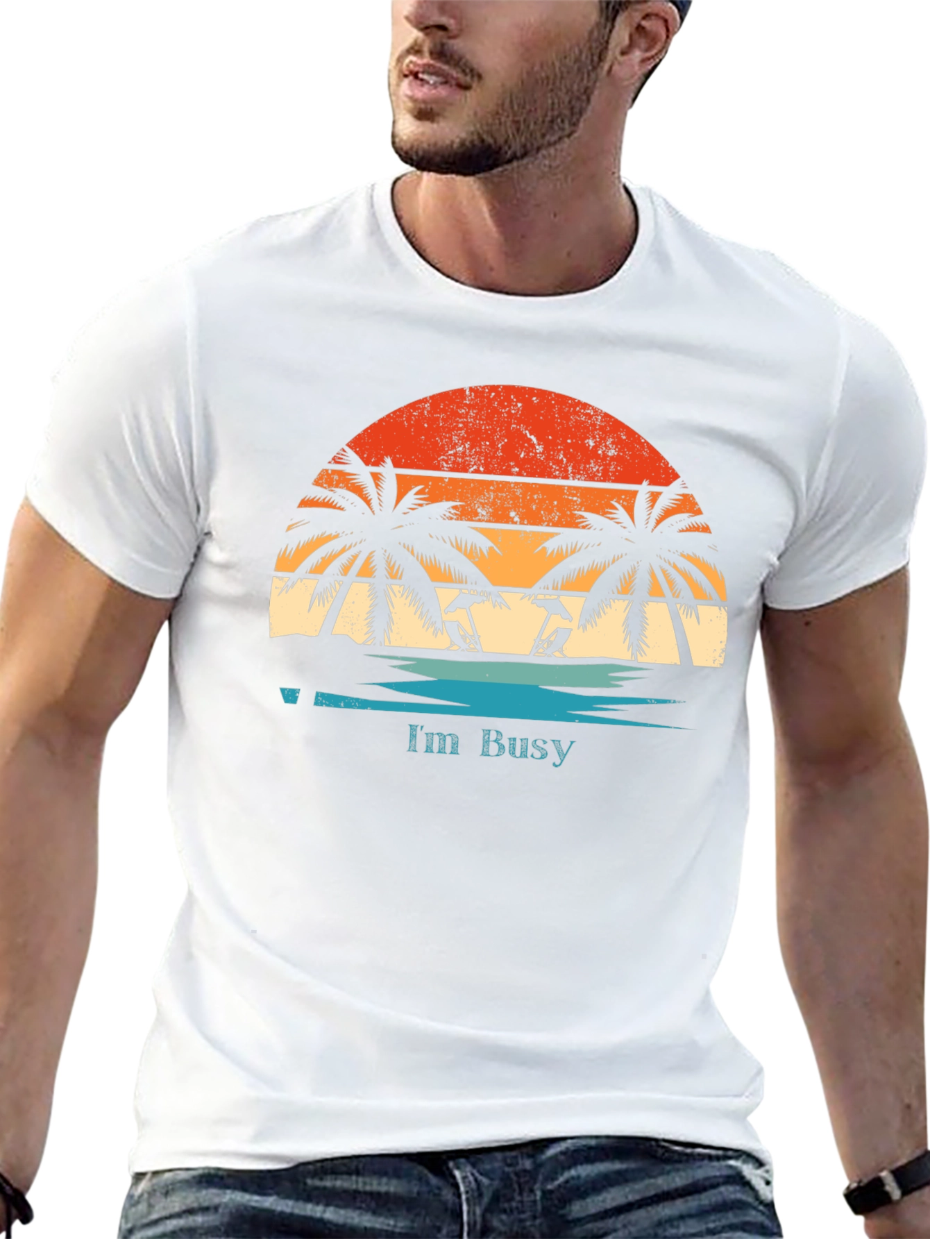 Im Busy T-Shirt | Retro Beach Sunset Graphic Tee