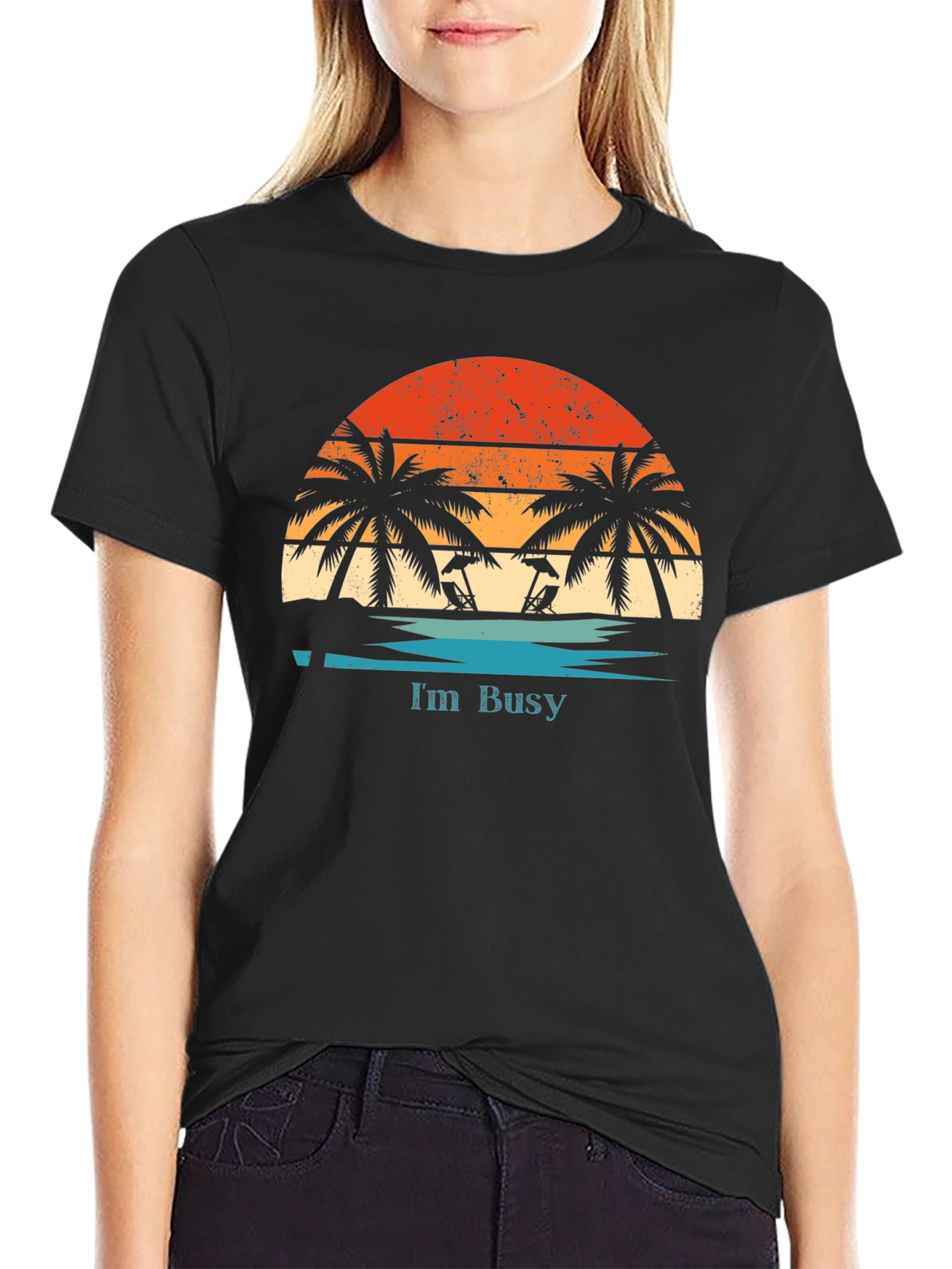 Im Busy T-Shirt | Retro Beach Sunset Graphic Tee