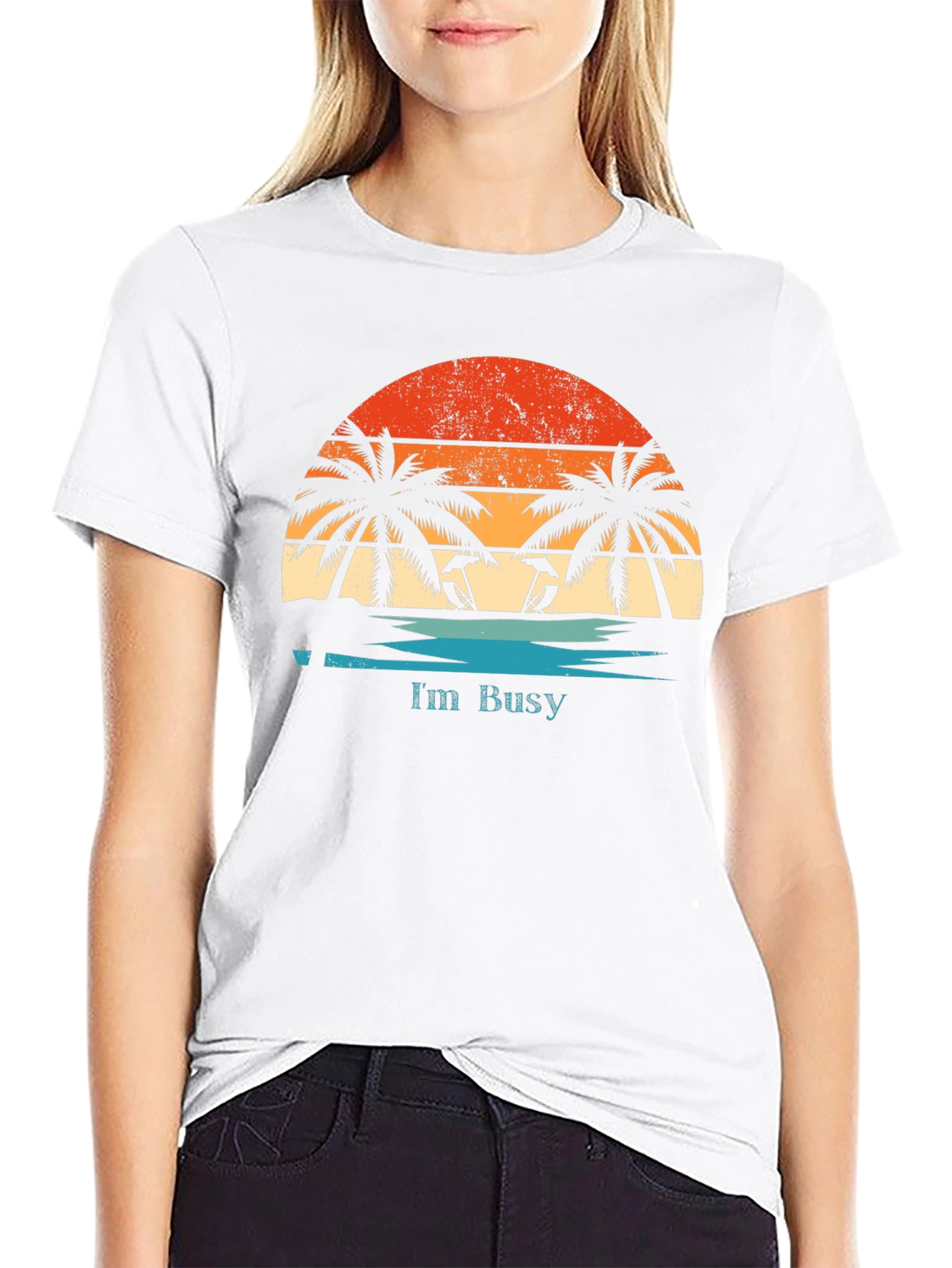 Im Busy T-Shirt | Retro Beach Sunset Graphic Tee