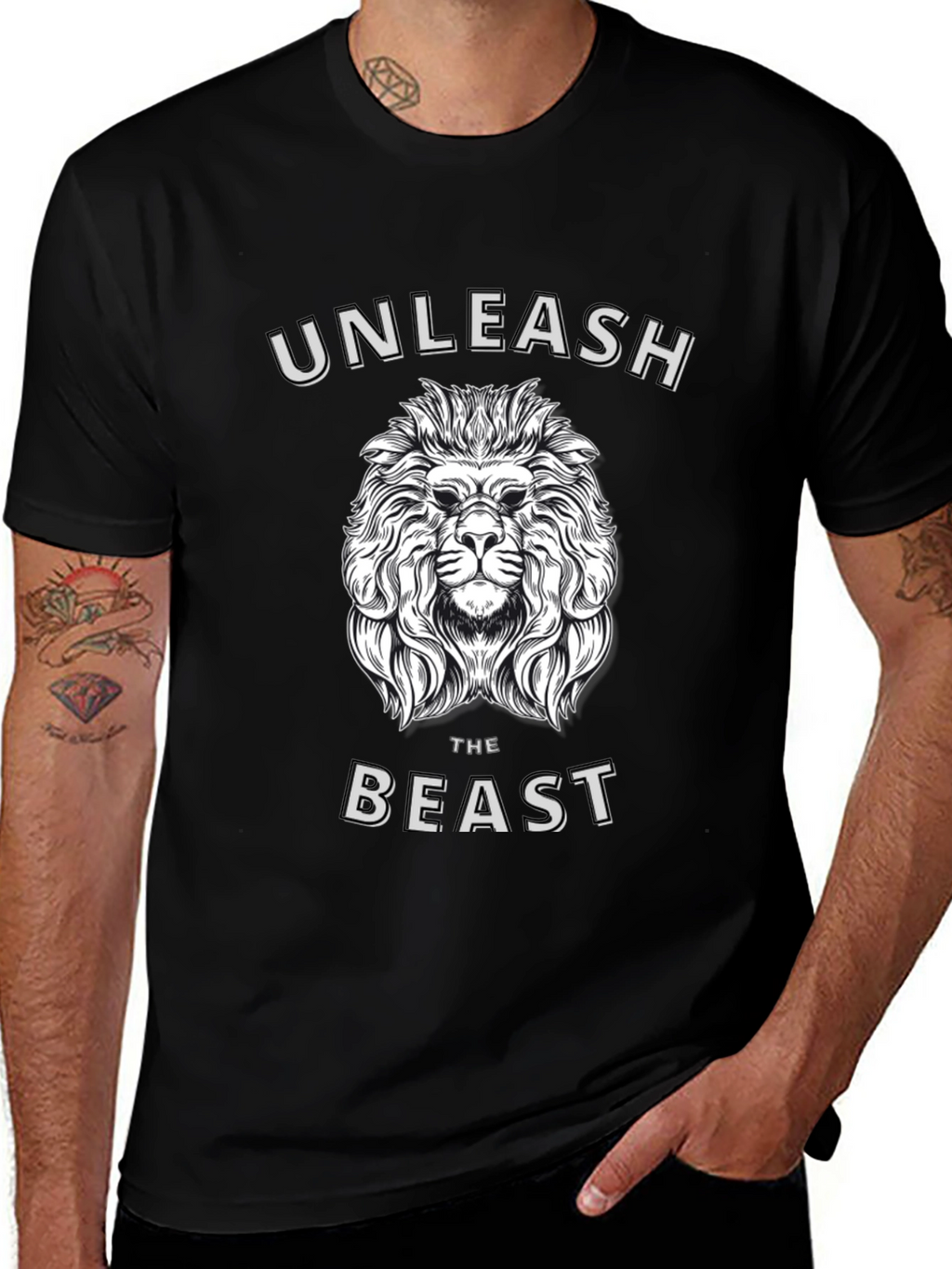Unleash the Beast Lion Graphic T-Shirt - Mens