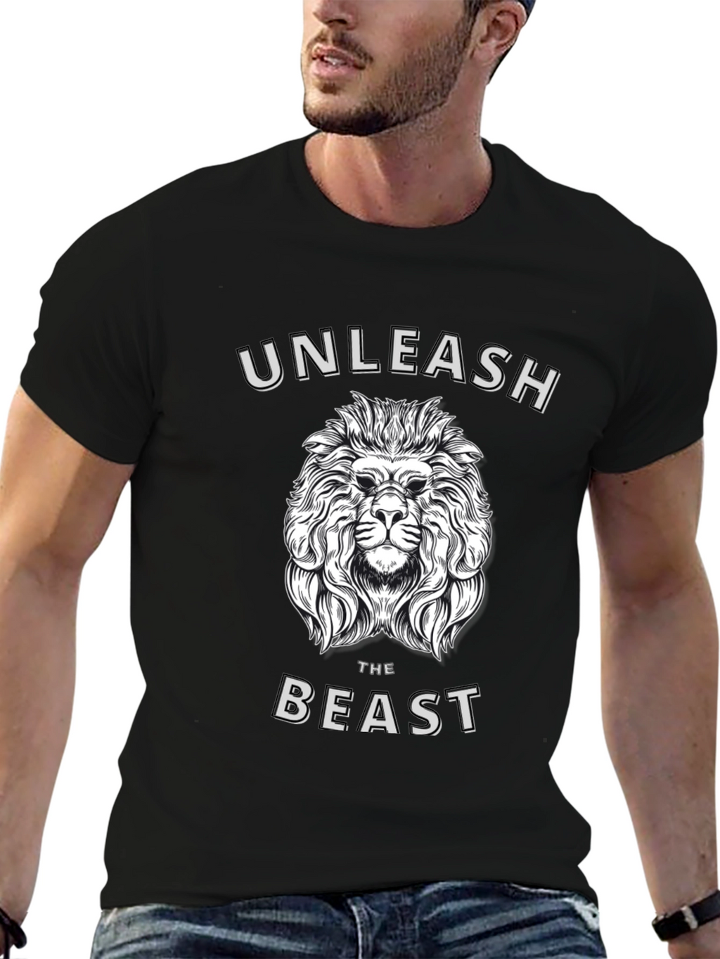 Unleash the Beast Lion Graphic T-Shirt - Mens