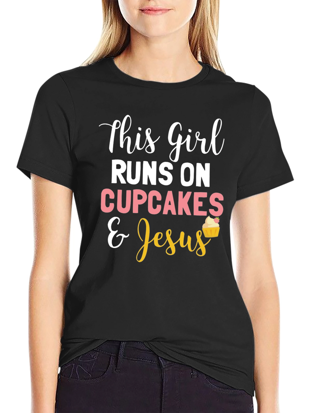 This Girl Runs on Cupcakes & Jesus T-Shirt
