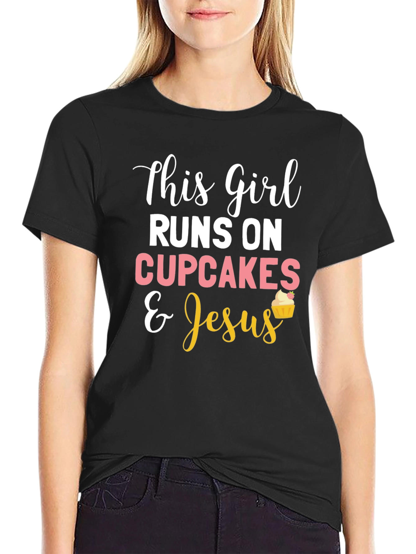 This Girl Runs on Cupcakes & Jesus T-Shirt