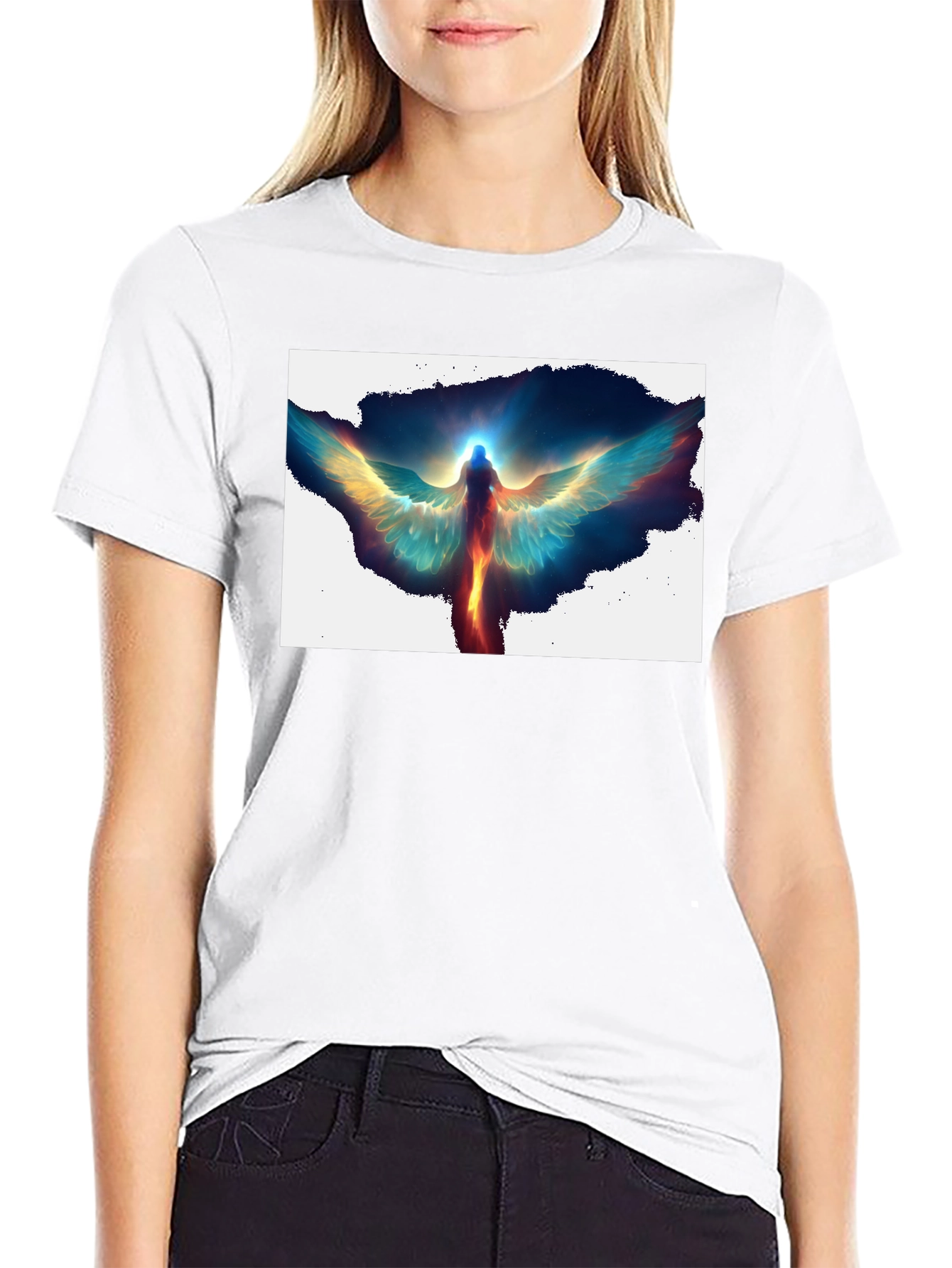 Angel Wings Graphic Print Black T-Shirt