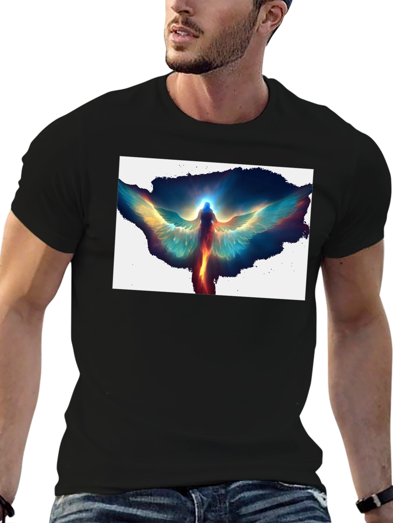 Angel Wings Graphic Print Black T-Shirt