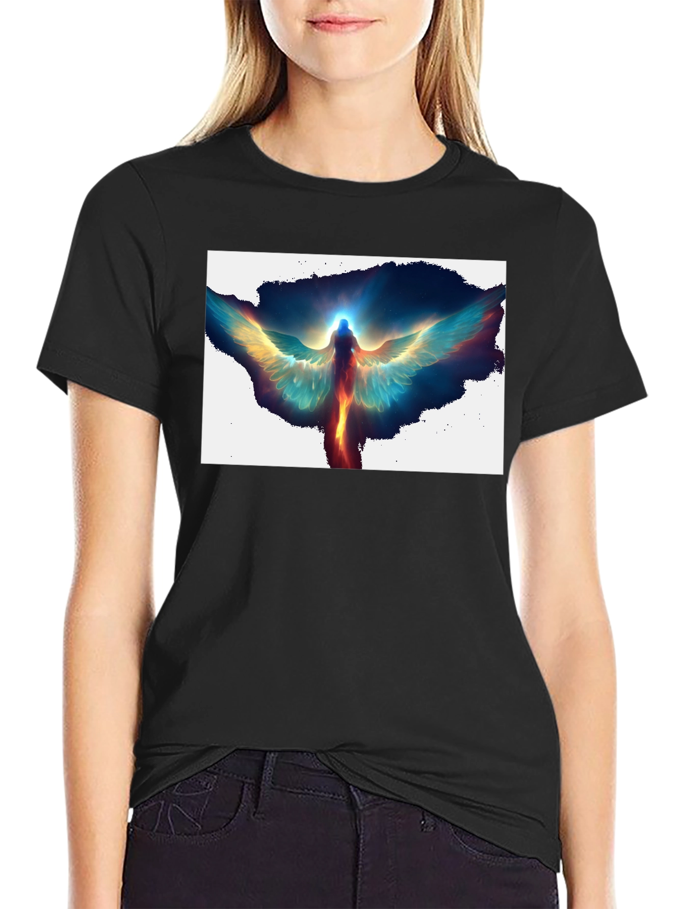 Angel Wings Graphic Print Black T-Shirt