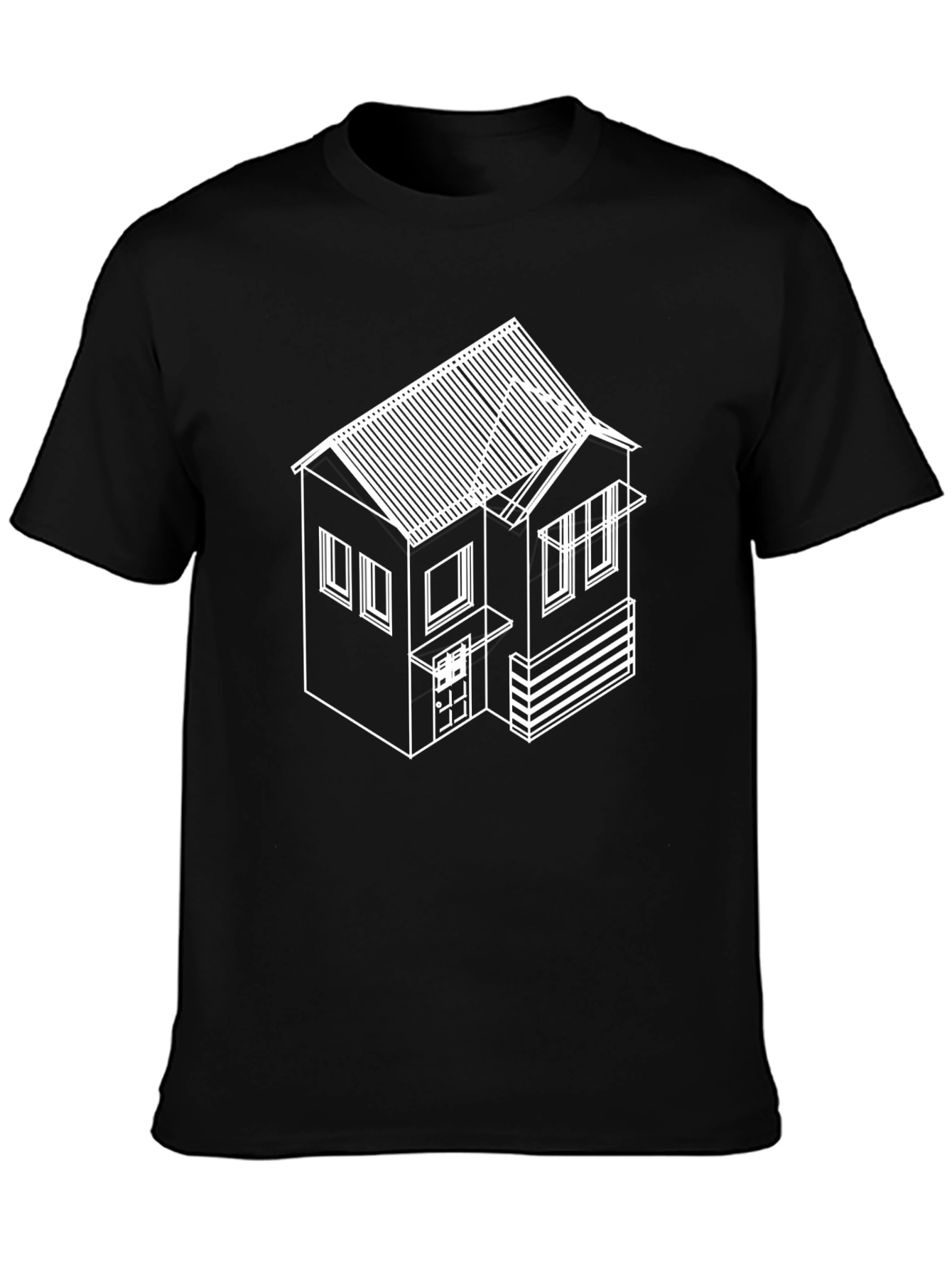 Abstract House Graphic T-Shirt - Black