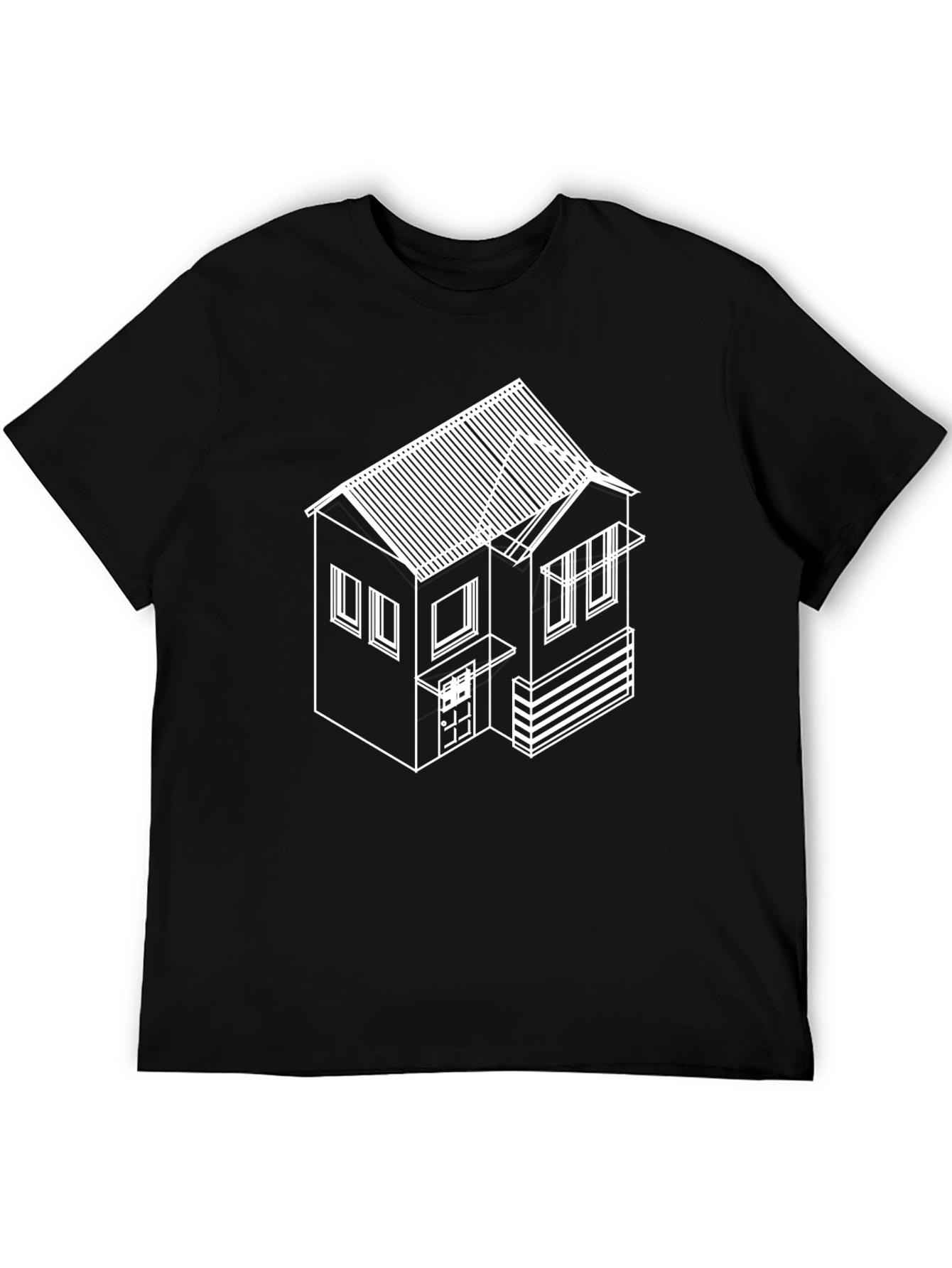 Abstract House Graphic T-Shirt - Black