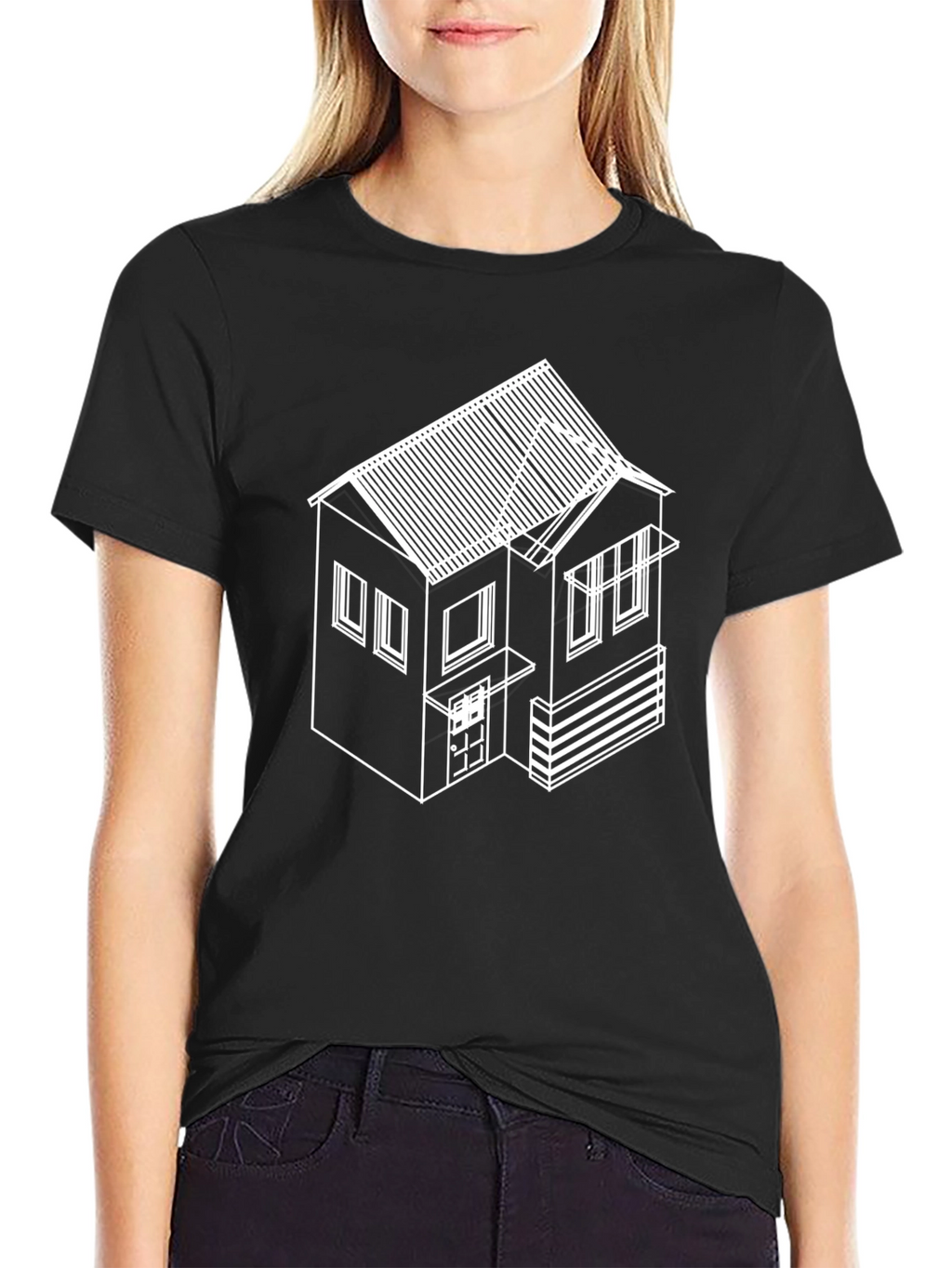 Abstract House Graphic T-Shirt - Black