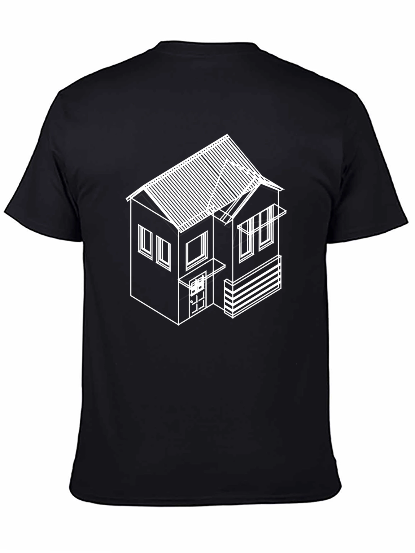 Abstract House Graphic T-Shirt - Black