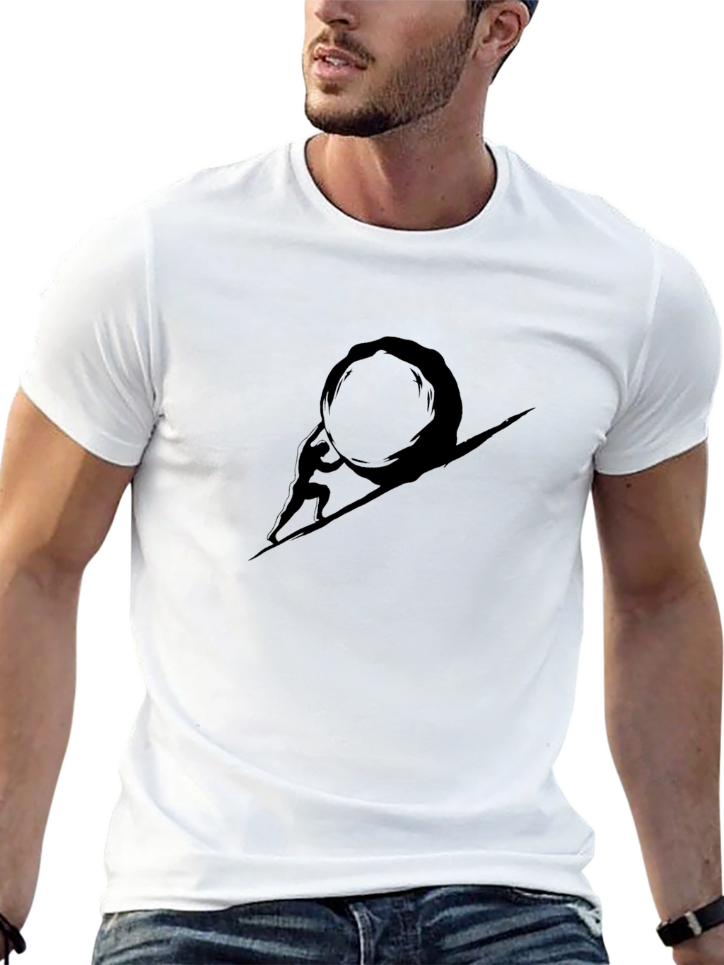 Sisyphus Black Graphic Tee - Existential T-Shirt