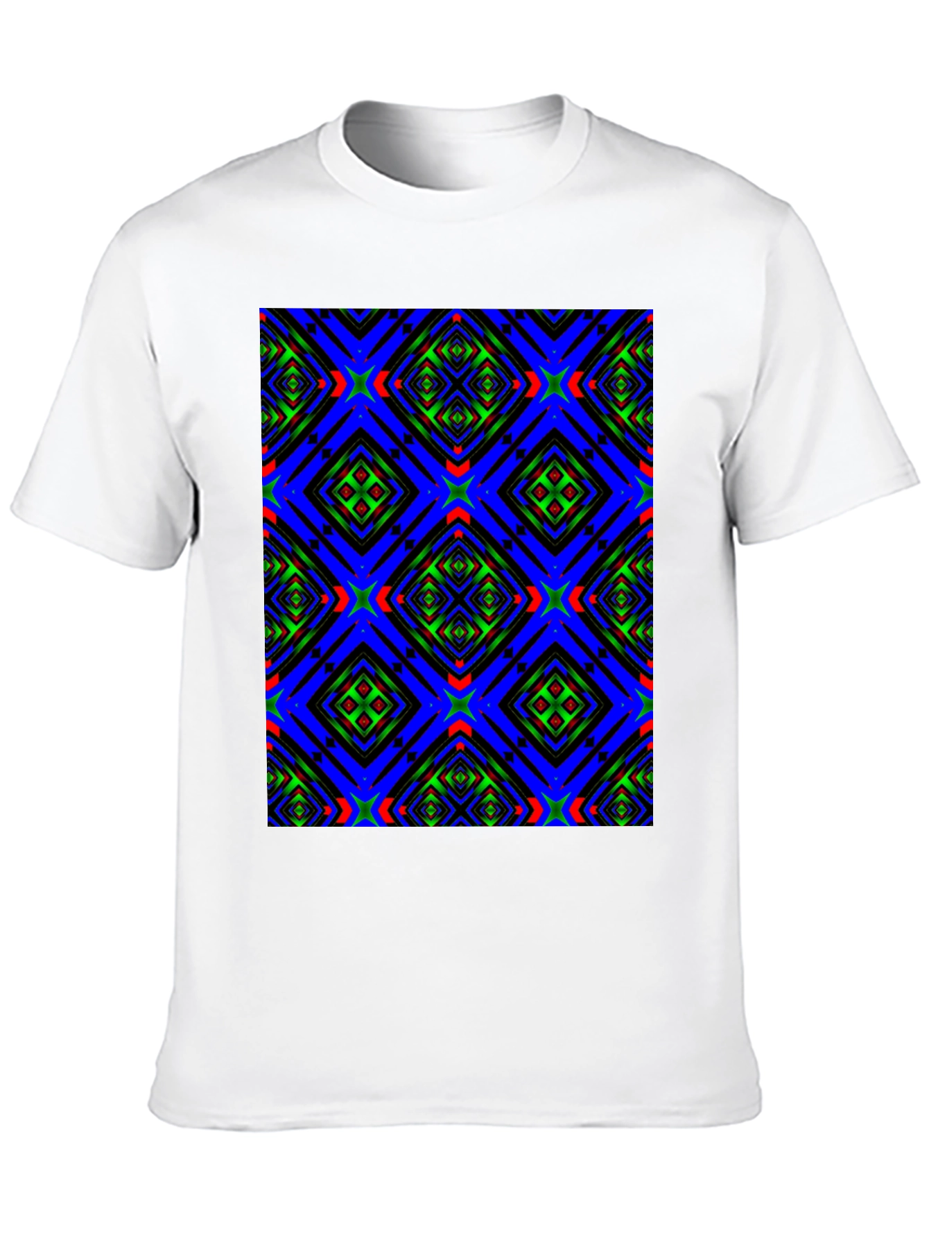 Geometric Kaleidoscope Pattern Black T-Shirt
