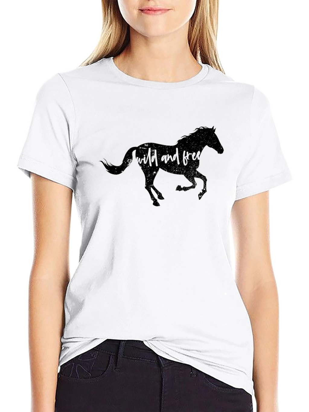 Wild and Free Horse Graphic Black T-Shirt