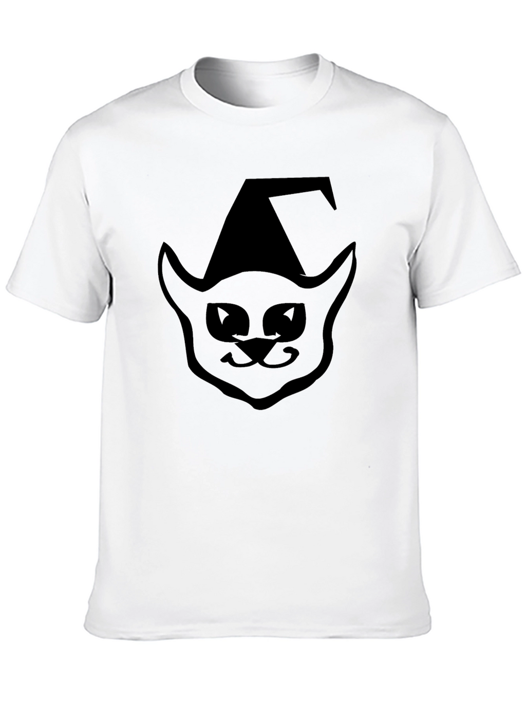 Halloween Cat Witch T-Shirt - Black Cotton Tee