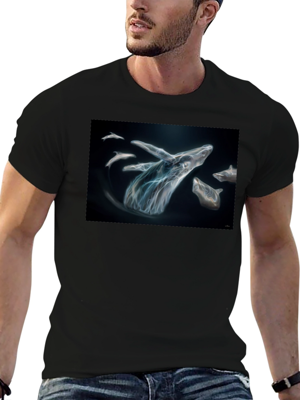 Whale Graphic Black T-Shirt
