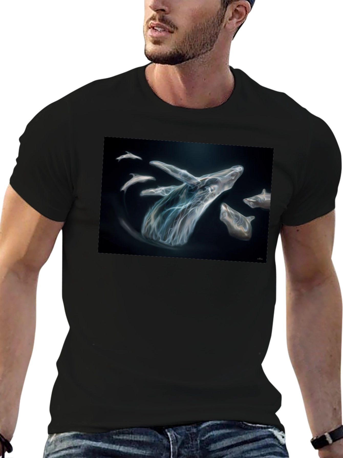 Whale Graphic Black T-Shirt