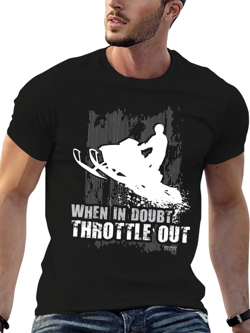 When in Doubt Throttle Out Snowmobile Black T-Shirt