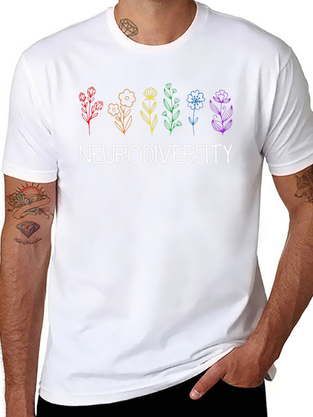 Neurodiversity Pride Rainbow Floral T-Shirt