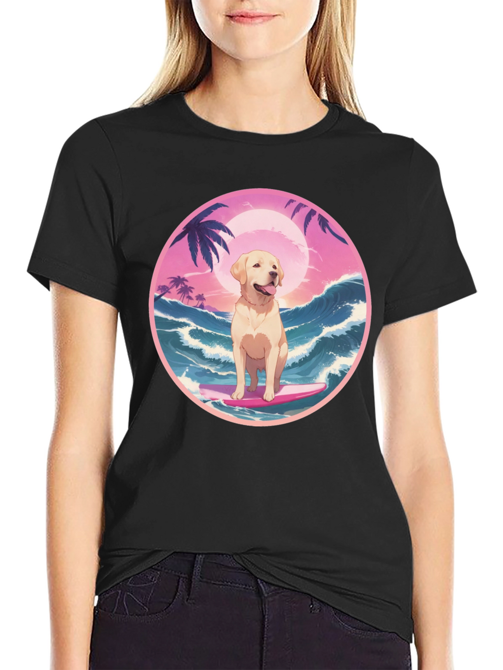 Surf Dog Graphic Tee - Beach Vibes T-Shirt