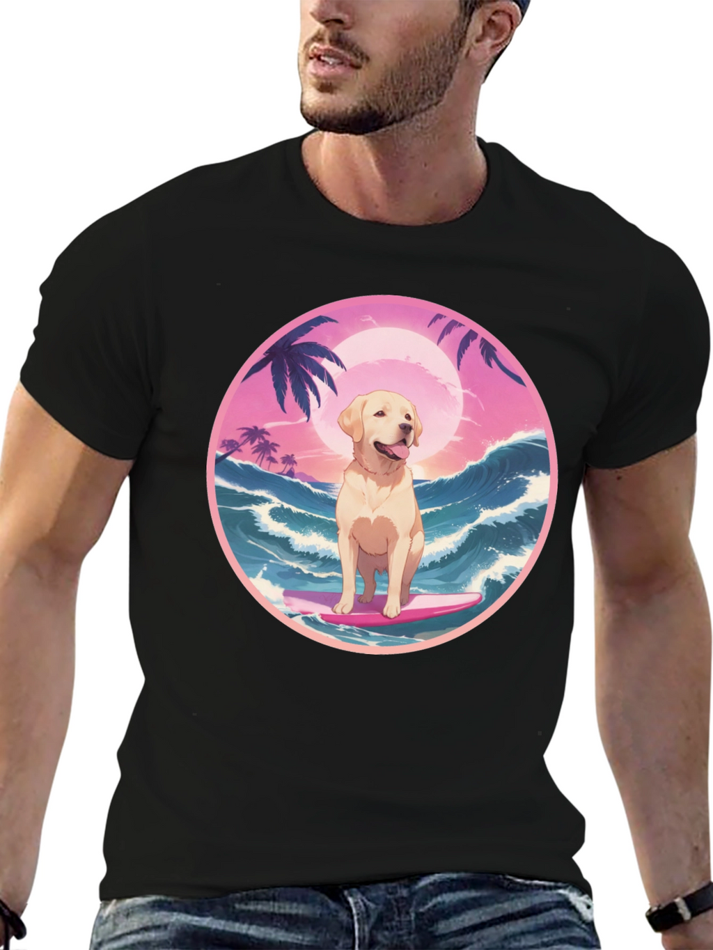 Surf Dog Graphic Tee - Beach Vibes T-Shirt