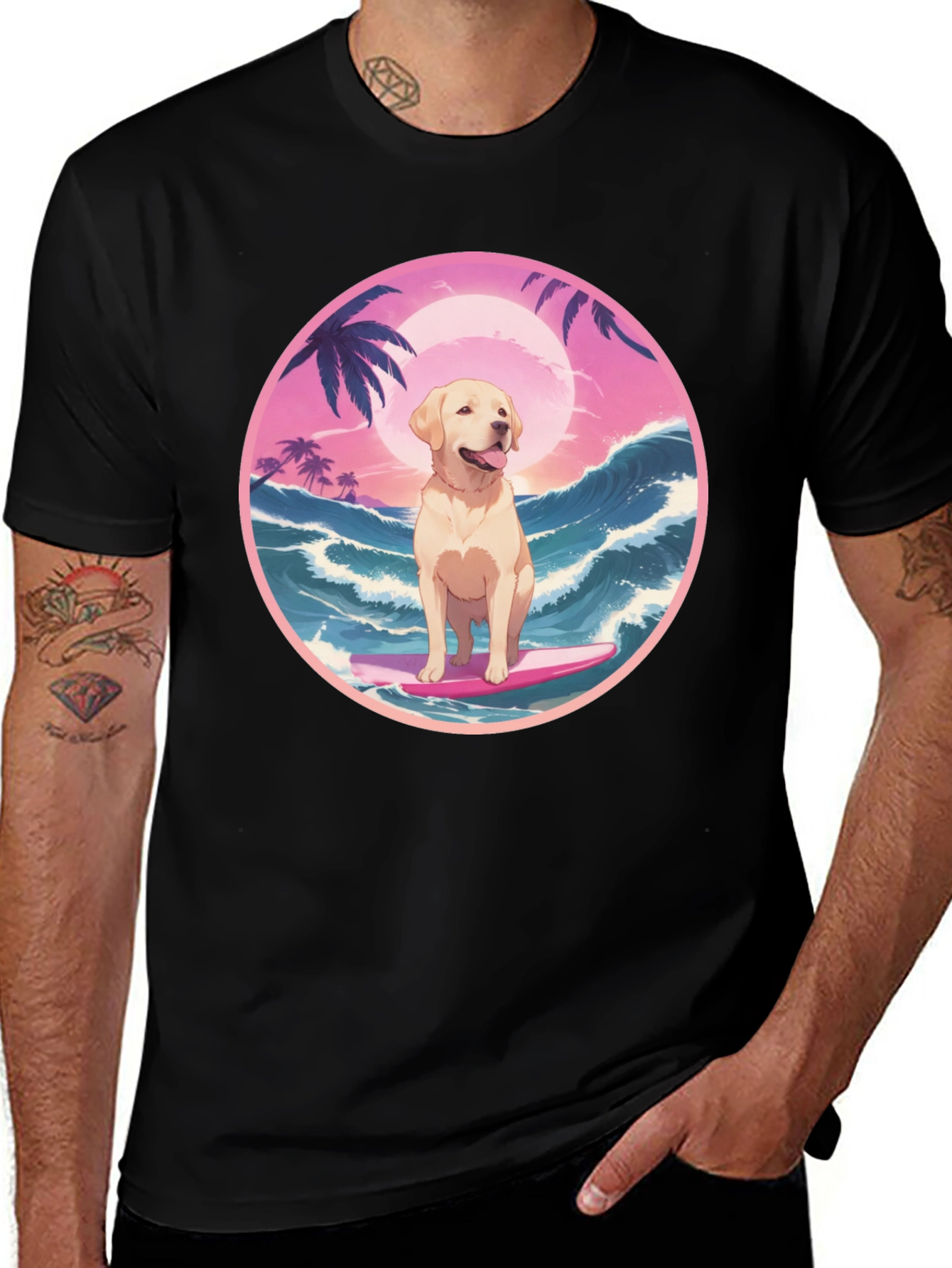 Surf Dog Graphic Tee - Beach Vibes T-Shirt
