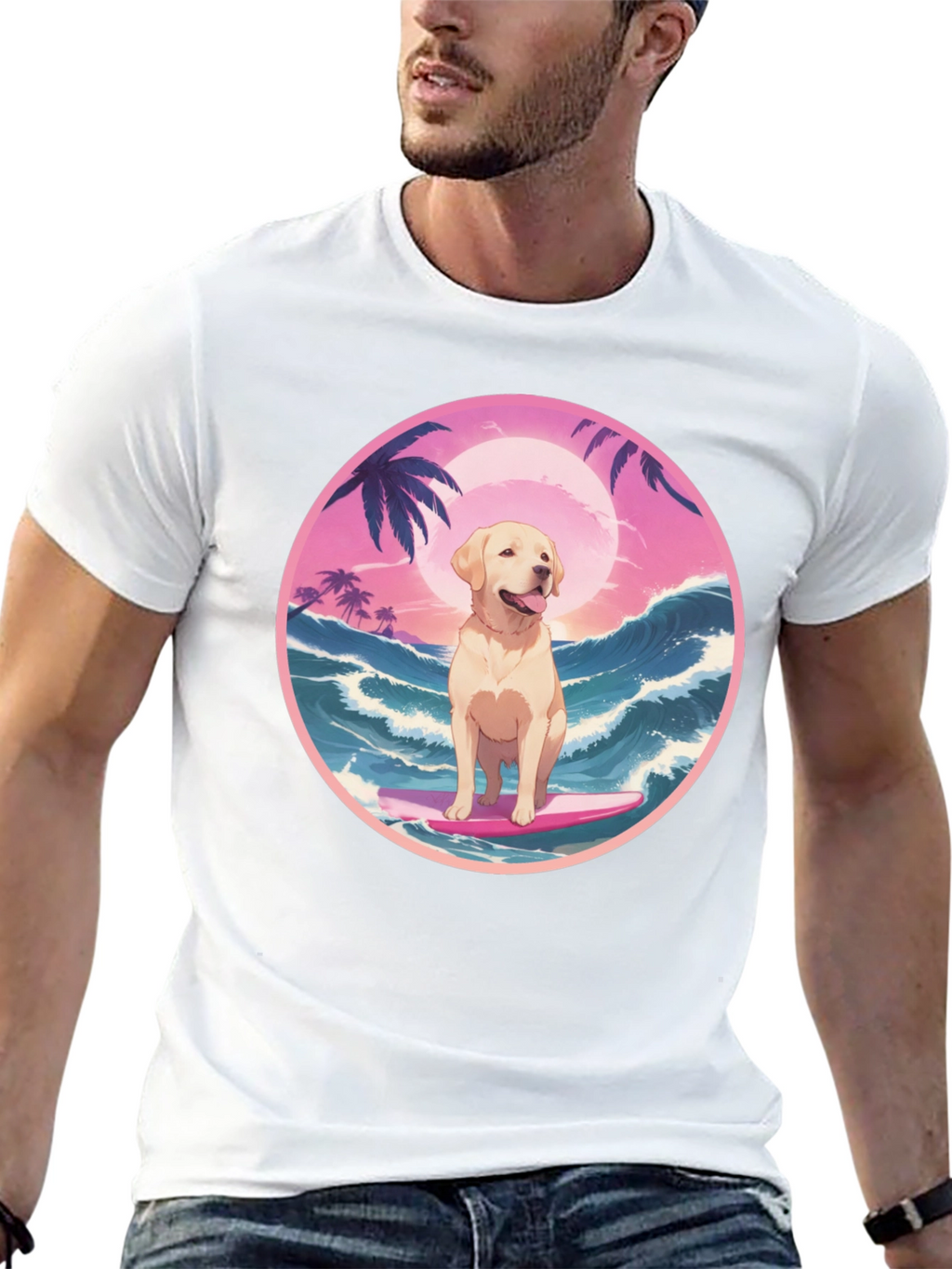 Surf Dog Graphic Tee - Beach Vibes T-Shirt