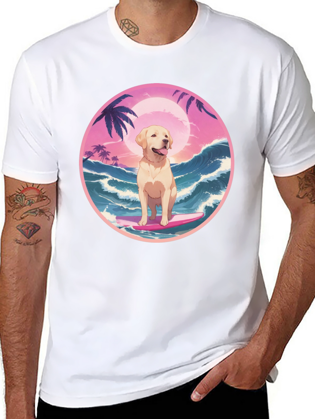Surf Dog Graphic Tee - Beach Vibes T-Shirt