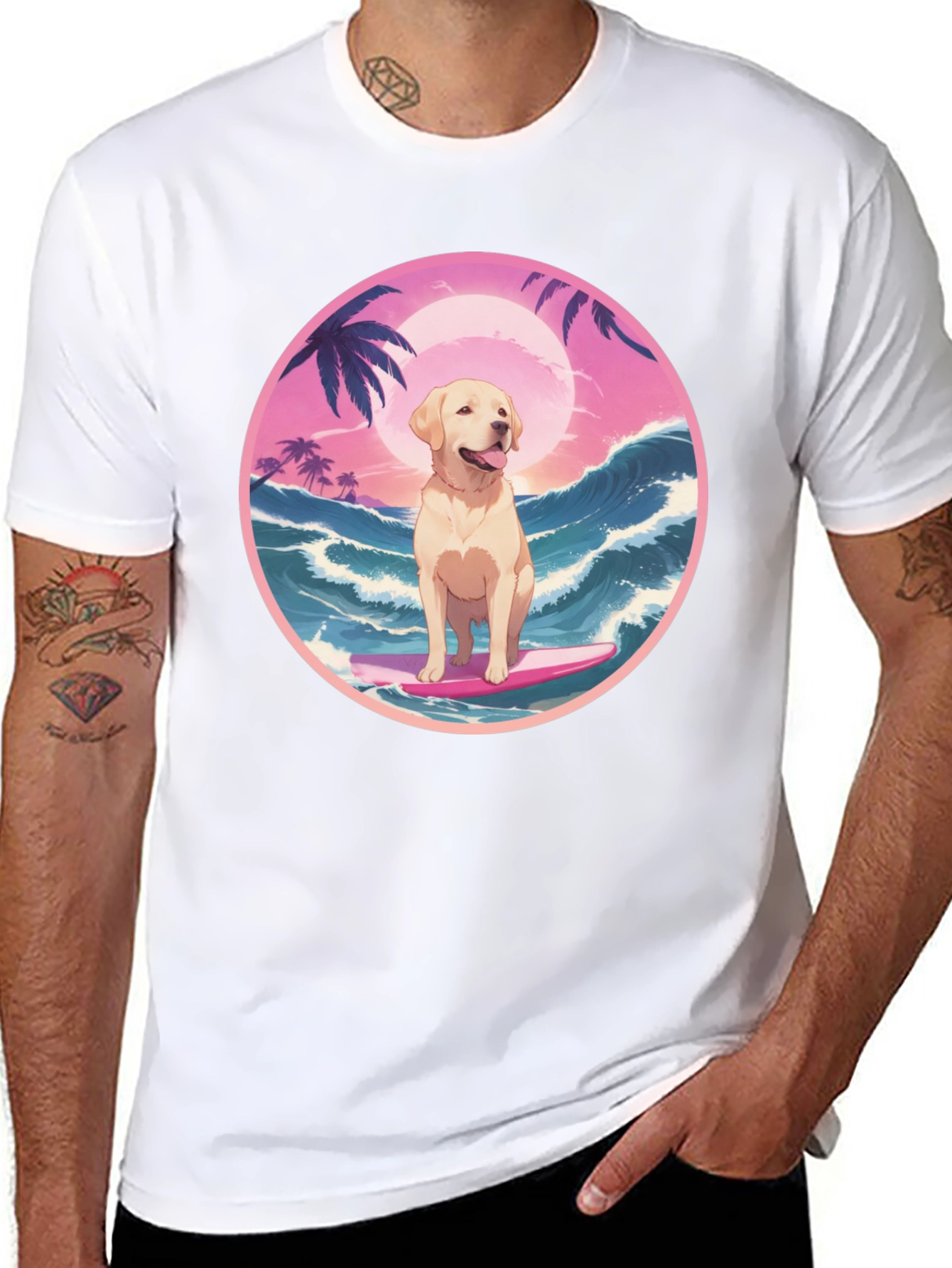 Surf Dog Graphic Tee - Beach Vibes T-Shirt
