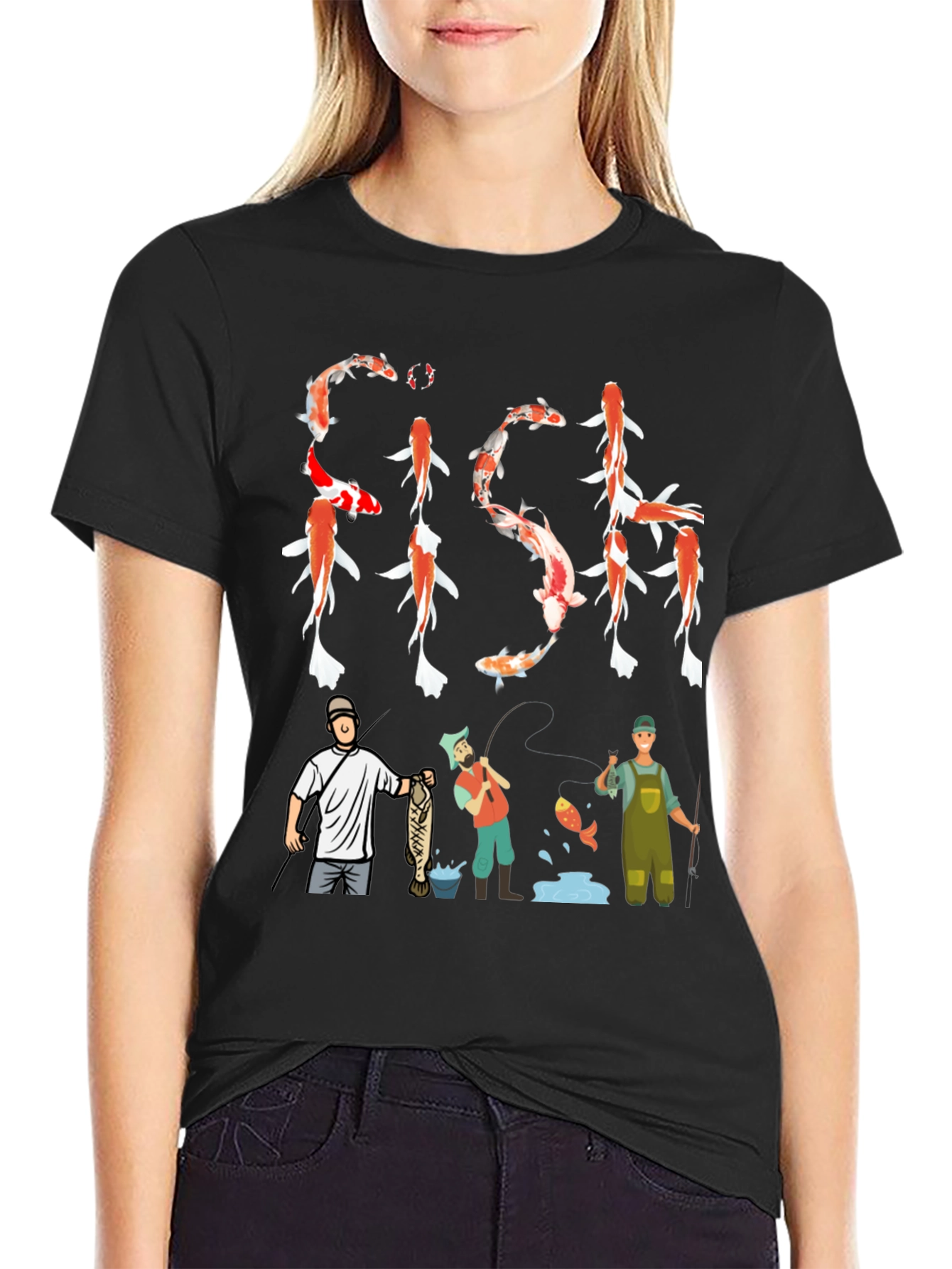 Koi Fish Graphic Tee Fishing Mens T-Shirt