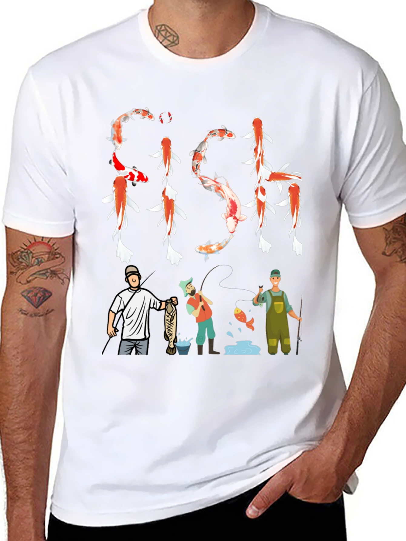 Koi Fish Graphic Tee Fishing Mens T-Shirt