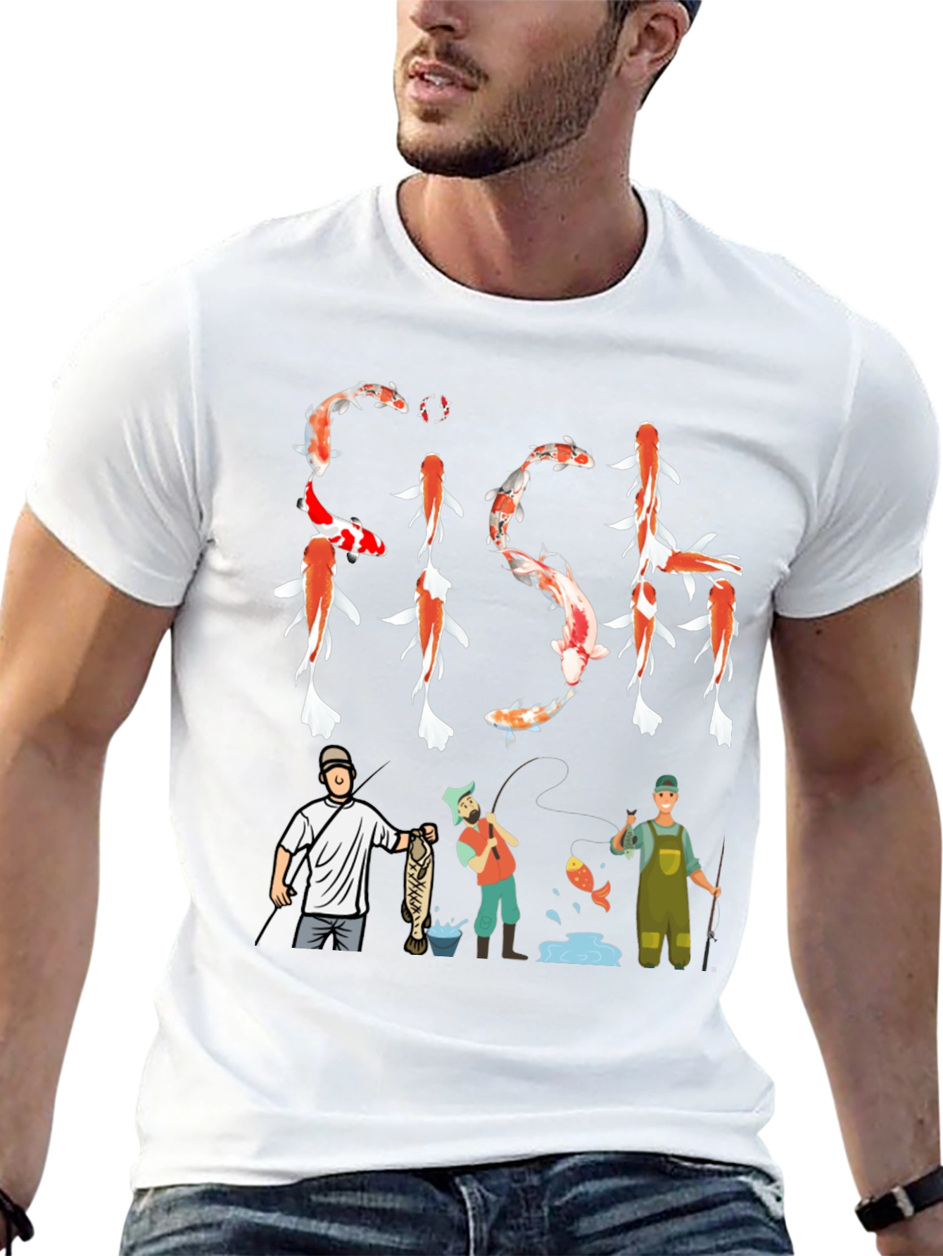 Koi Fish Graphic Tee Fishing Mens T-Shirt