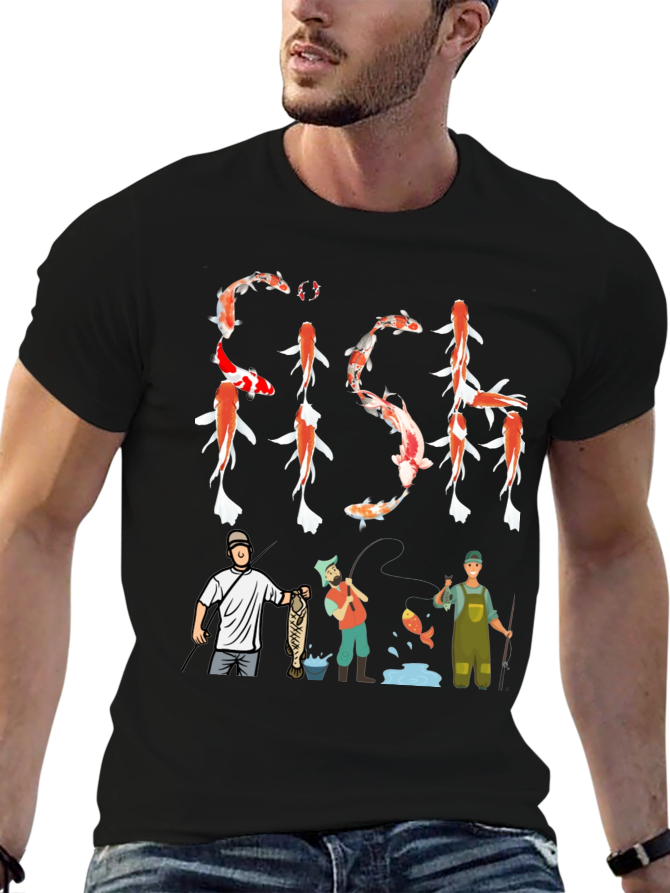 Koi Fish Graphic Tee Fishing Mens T-Shirt