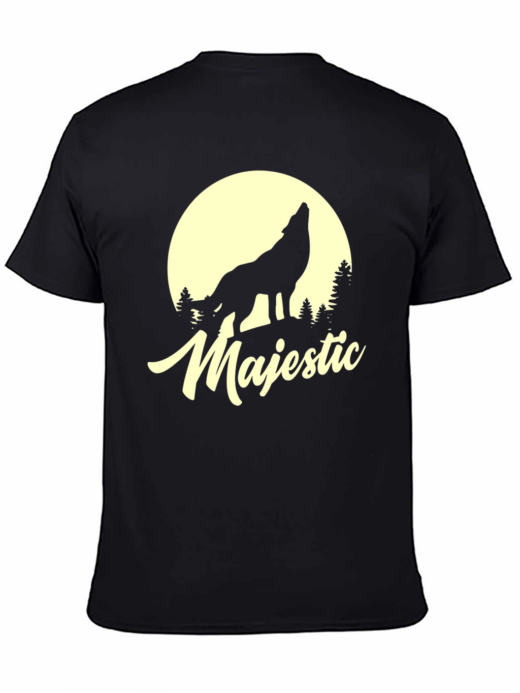 Majestic Wolf Moon Graphic T-Shirt - Black