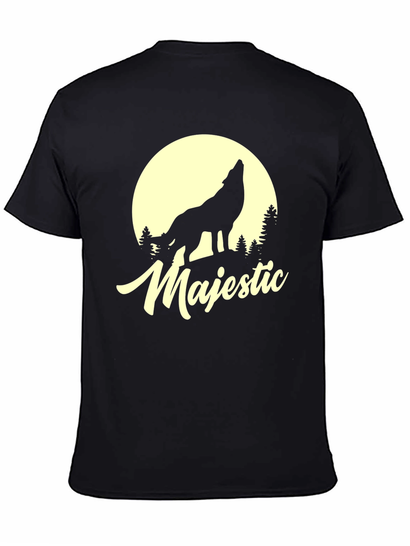 Majestic Wolf Moon Graphic T-Shirt - Black