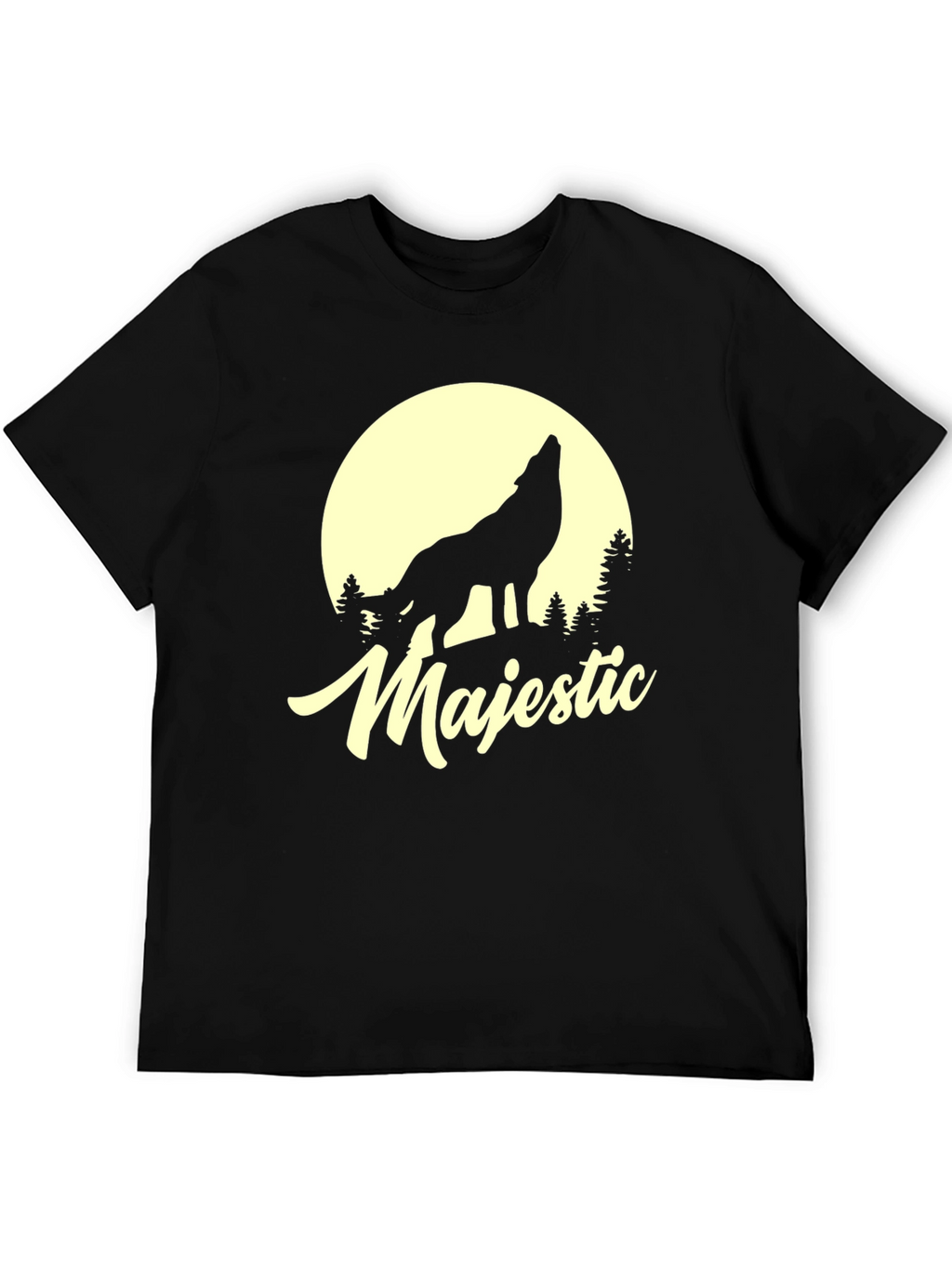 Majestic Wolf Moon Graphic T-Shirt - Black