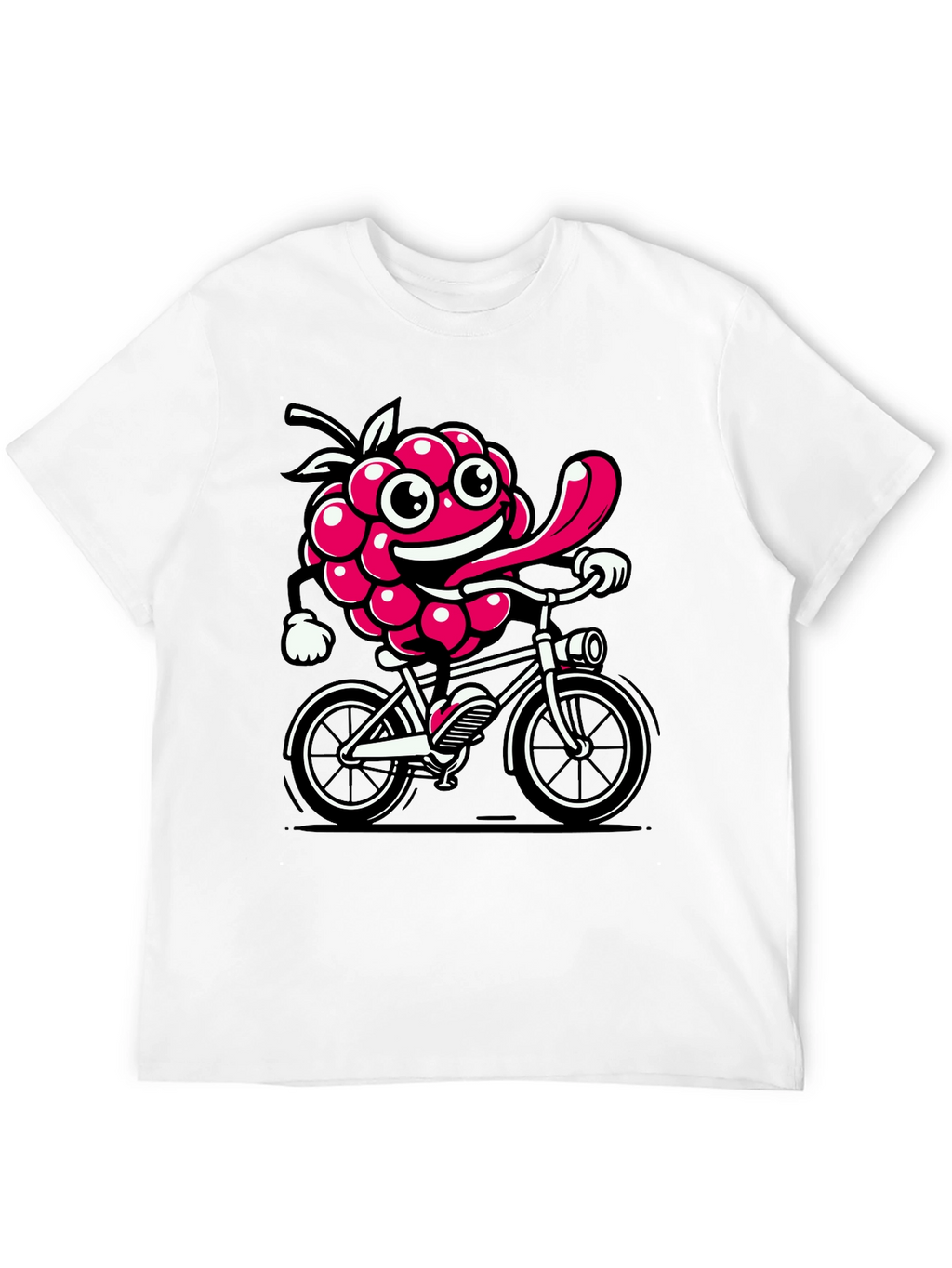 Funny Raspberry on Bike Graphic Tee - Black