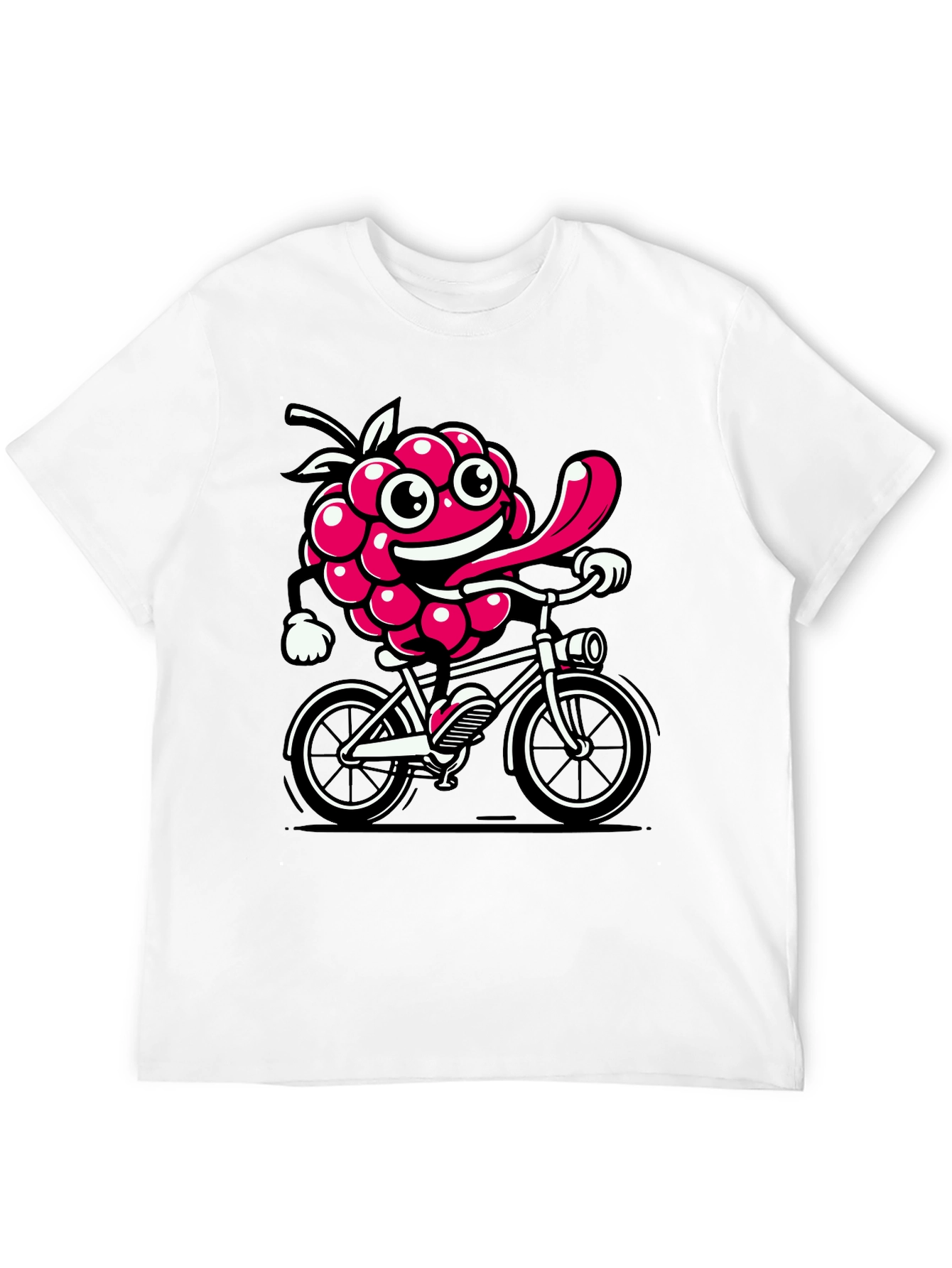 Funny Raspberry on Bike Graphic Tee - Black