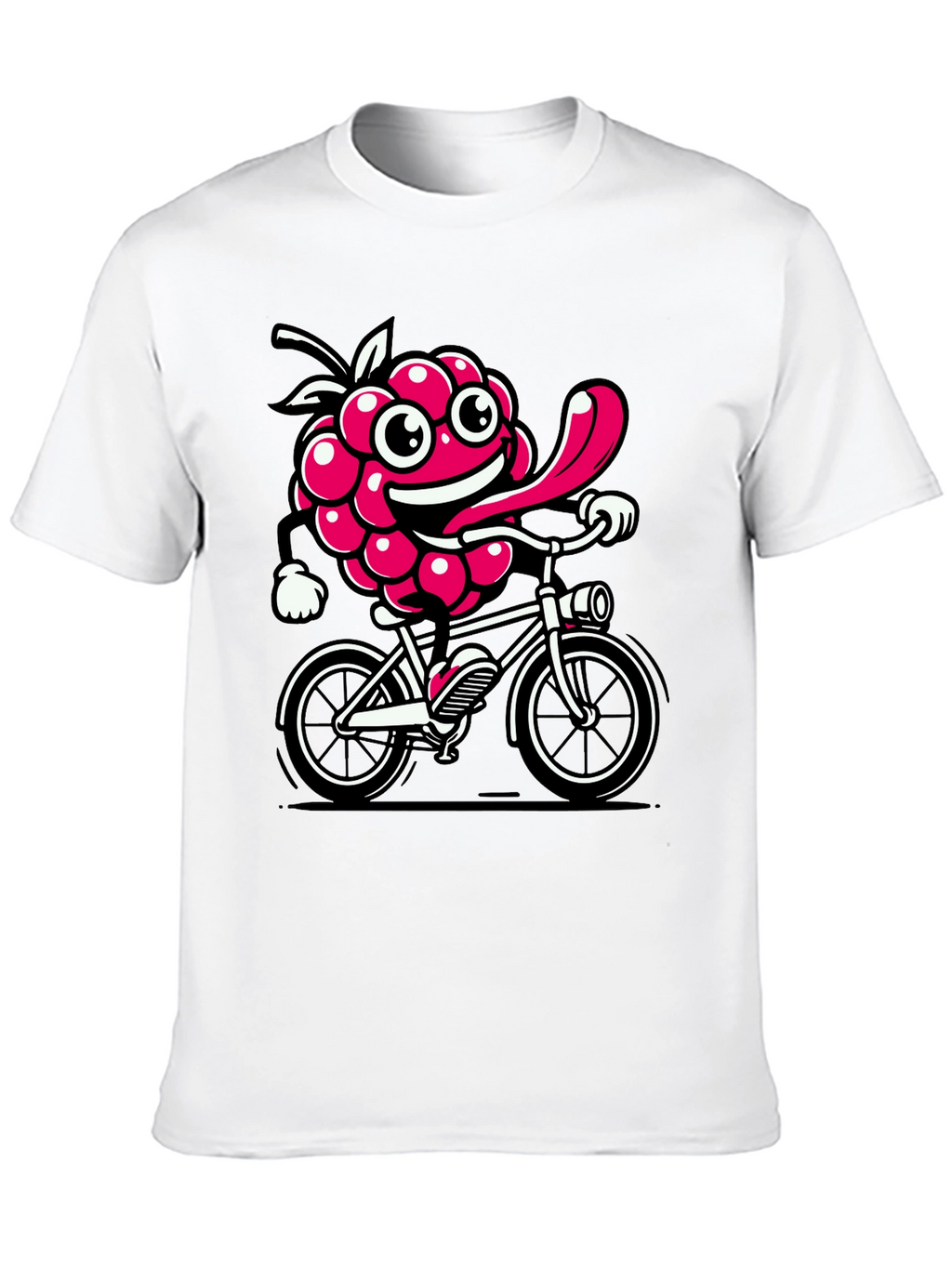 Funny Raspberry on Bike Graphic Tee - Black