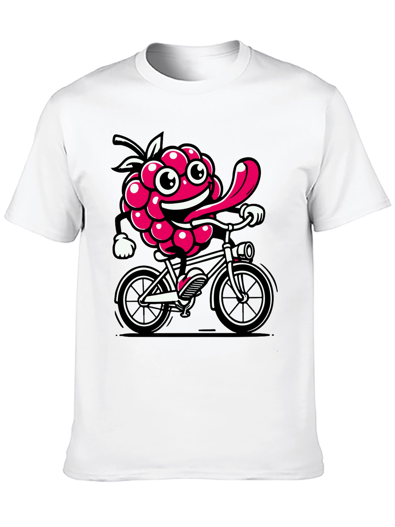 Funny Raspberry on Bike Graphic Tee - Black