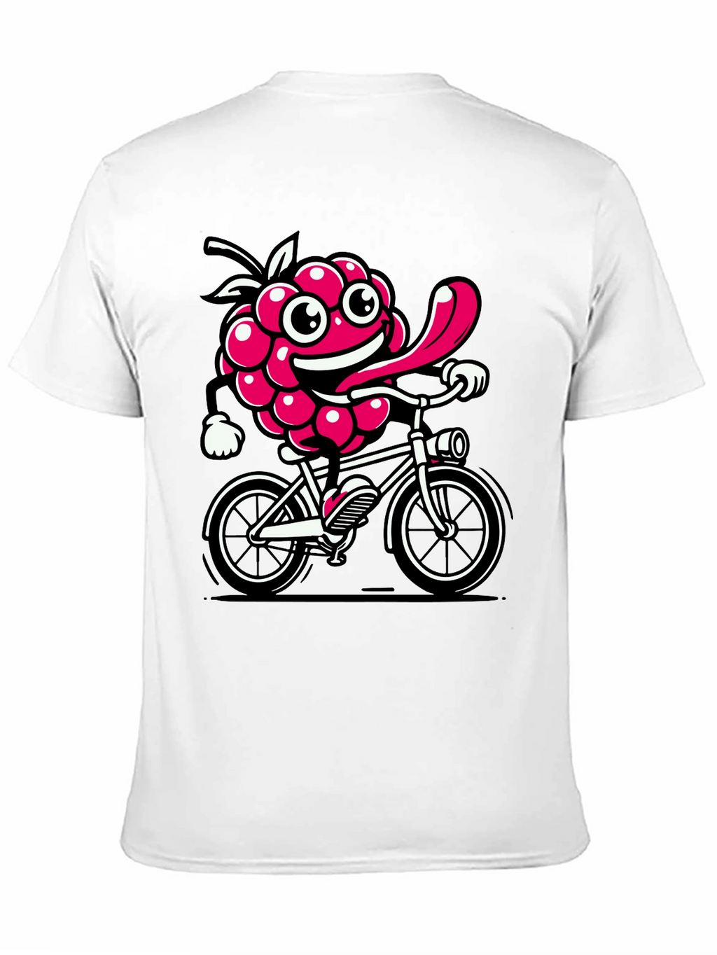 Funny Raspberry on Bike Graphic Tee - Black