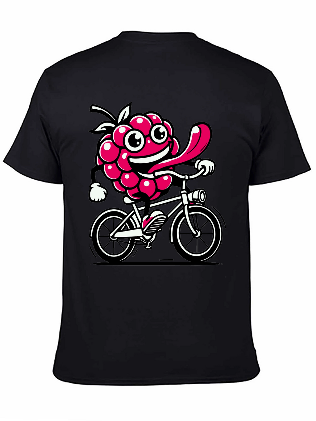 Funny Raspberry on Bike Graphic Tee - Black