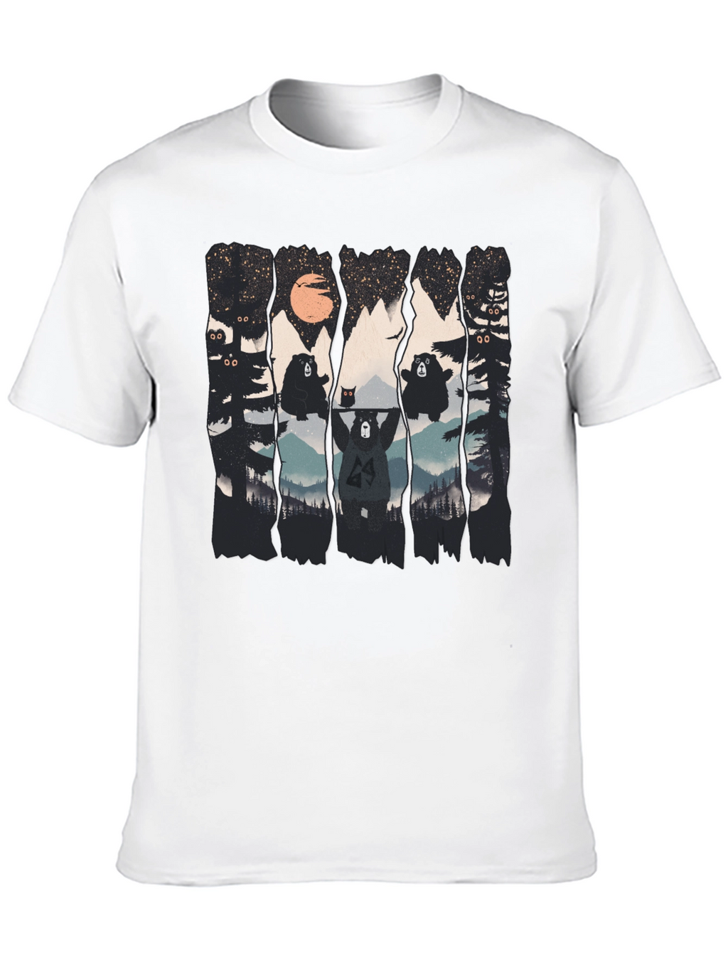 Bear Silhouette Graphic Print Black T-Shirt